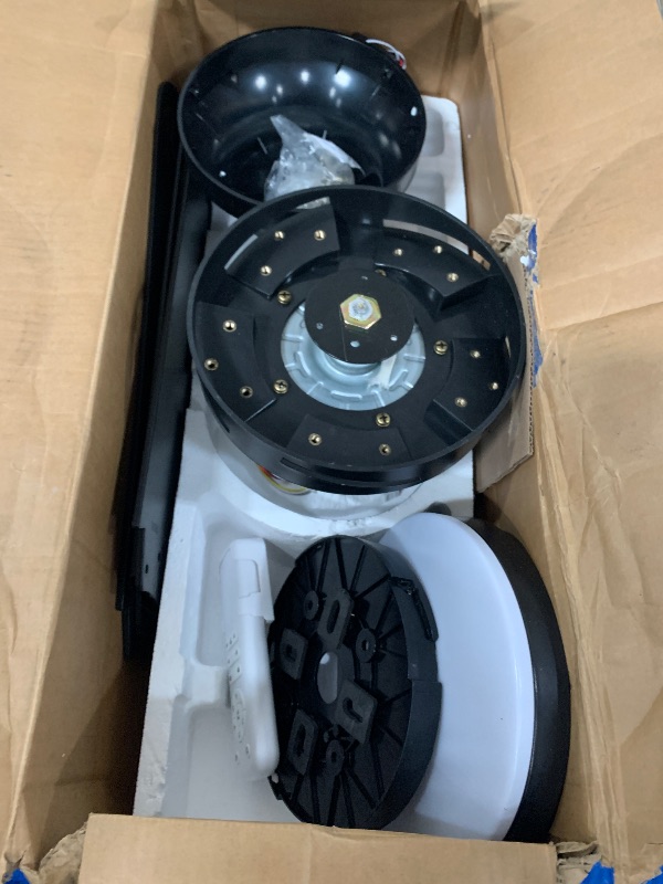 View 3 of ***SEE NOTES***Goniyado 41" Black Low Profile Ceiling Fans with Lights and Remote, Modern Flush Mount Ceiling Fan Light with Quiet Reversible DC Motor for Bedroom Kitchen