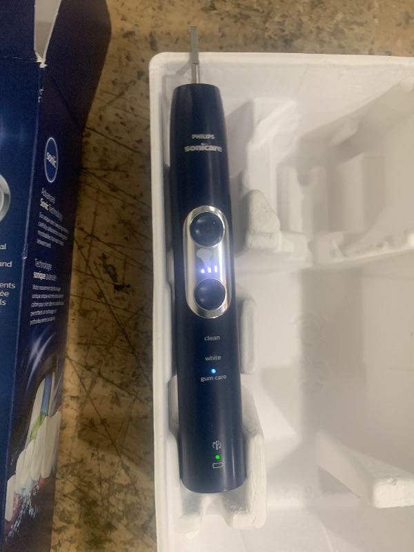 Photo 1 of ***SEE NOTES***Philips Sonicare ProtectiveClean 6500 Rechargeable Electric Toothbrush, with Pressure Sensor, 3 Cleaning Modes, SmarTimer and QuadPacer, 14-Day Battery Life, Charging Travel Case, Navy Blue, HX6462/07