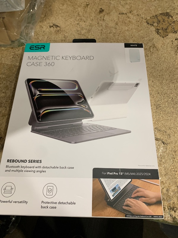 Photo 1 of [Upgraded] ESR iPad Pro 13 Inch Case with Keyboard (M5/M4, 2025/2024), iPad Pro 13 Keyboard Case with Magnetic Stand, Portrait/Raised Modes for iPad Pro 13, Removable, Rebound 360 Series,White