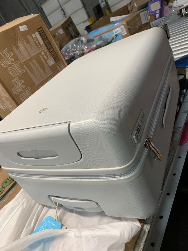 Photo 1 of **CODE 000** MULTICARRY 26 Inch Checked Luggage, Medium Hard Shell Suitcase with Spinner Wheels, Lightweight Rolling Travel Luggage for Men Women with TSA Lock, White