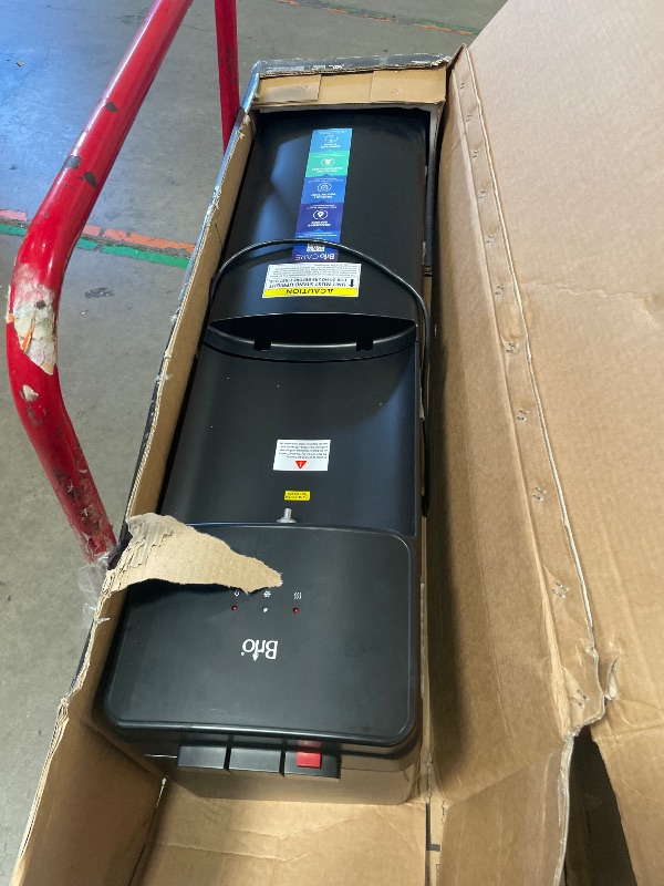 Photo 1 of **HAS SOME DAMAGE** Brio 130 Series Bottom Load Water Cooler Dispenser for 5 Gallon Bottles, Hot, Room & Cold, Great for Home or Office, Child Safety Lock, Empty Bottle Alert, Energy Star 3.0, Black