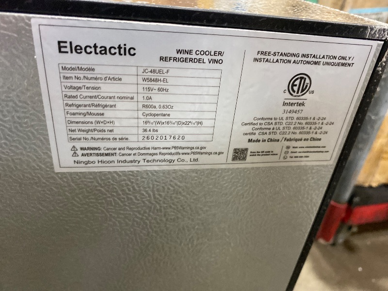 Photo 1 of **POWERS ON BUT UNSURE IF COOLS** Electactic 68 Cans Beverage Refrigerator Cooler, 1.7 cu.ft Mini Fridge Glass Door Drink Cooler for Beer, Soda,Wine, Digital Temperature Control for Home Office Bar1074374645