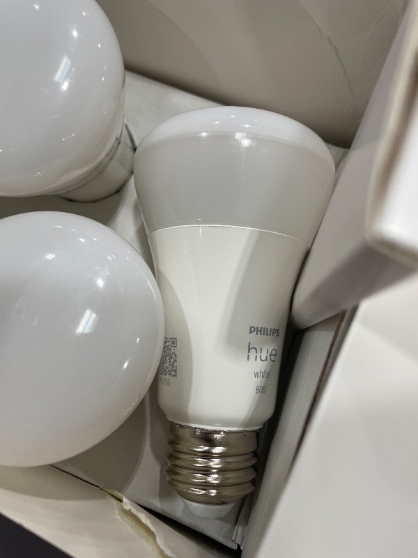 Photo 1 of **WHITE** Philips Hue A19 LED Smart Light Bulb 3-Pack - White 60W I- Control with Hue App - Works with Alexa, Google Assistant and Apple Homekit