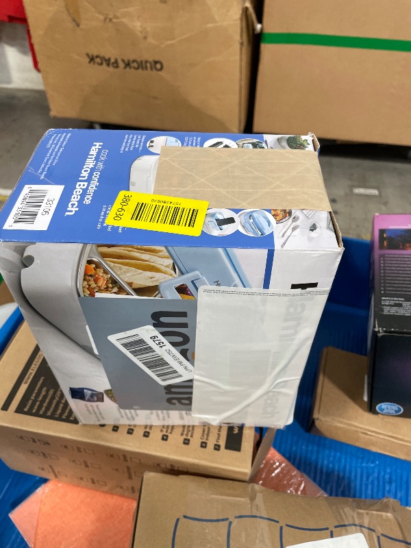 Photo 1 of ***Missing plug and adapter***
Hamilton Beach Portable Electric Lunch Box Food Warmer for Office & Car with 12V Adapter, 120V Plug, Stainless Steel 3 Compartment Tray, Insulated Carrying Bag, Fork & Spoon, Blue (33105)