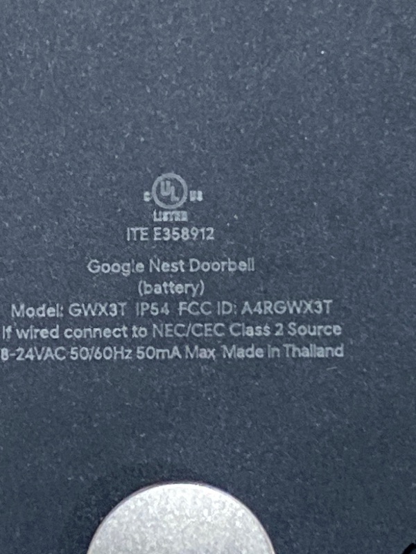 Photo 1 of ***broken, lens shattered***FOR PARTS***
Google Nest Doorbell (Battery) - Snow
