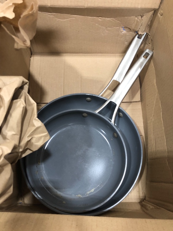 Photo 1 of ** CHECK COMMENTS** Calphalon® Premier Ceramic Nonstick 8" and 10" Frying Pan Set, Mushroom Grey