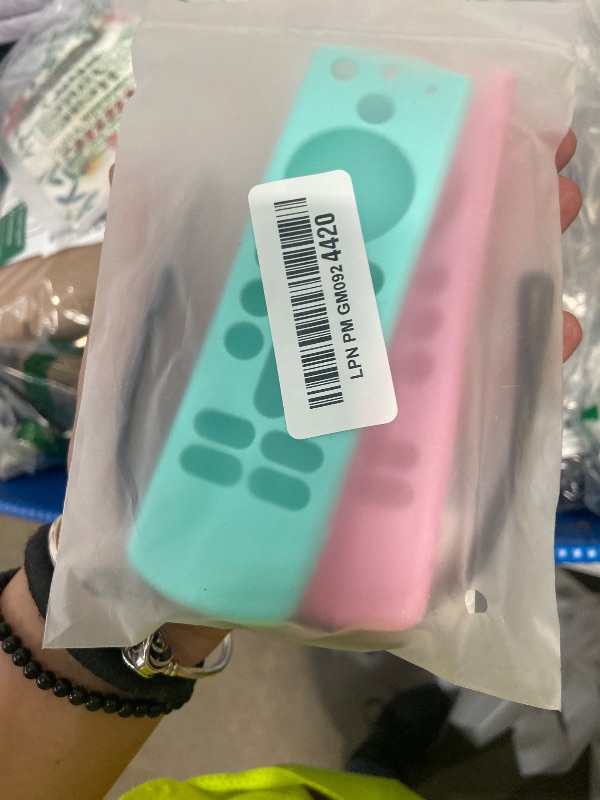 Photo 1 of (2 Pack) ONEBOM Silicone TV Remote Cover Case, Anti Slip Silicone Protective Control Case Cover with Lanyard?Glow Pink&Sky Blue?