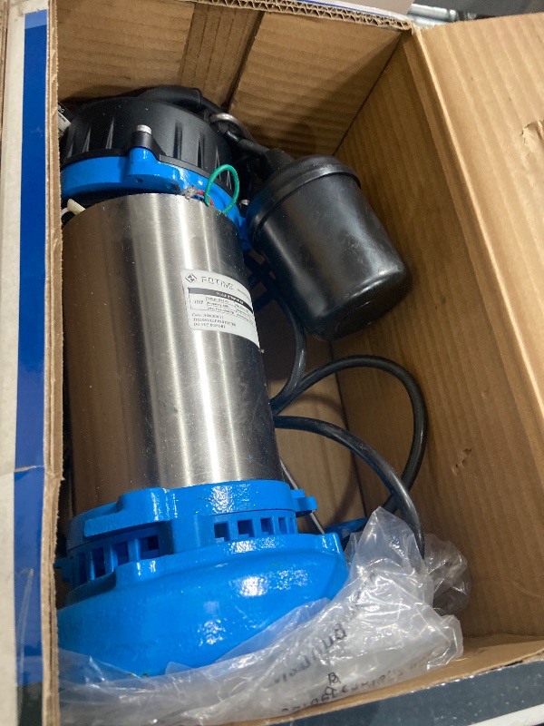 View 3 of ***** PARTS ONLY*** FOTING 1HP 6000 GPH Sump Pump Submersible Sewage/Effluent Pump - Heavy Duty Cast Iron - 115V Septic Pump for Sump Basin/Residential/Sewage/Basement, Sewage Pumps 1-1/2'' NPT