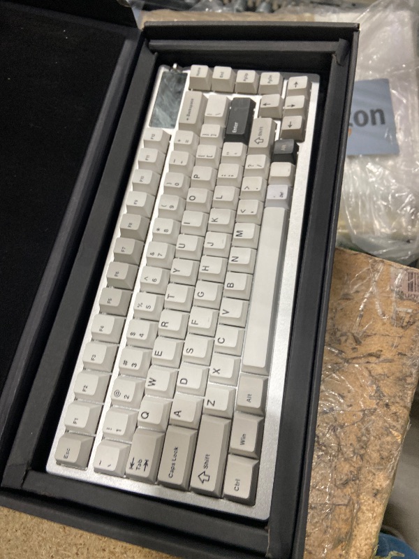 Photo 1 of ***MISSING DONGLE*** ASUS ROG Azoth Wireless Mechanical Gaming Keyboard – 75% TKL, Tri-Mode Connectivity, Hot Swappable Pre-lubed ROG NX Brown Switches, PBT Keycaps, RGB, OLED Display, PC/Mac Support - White