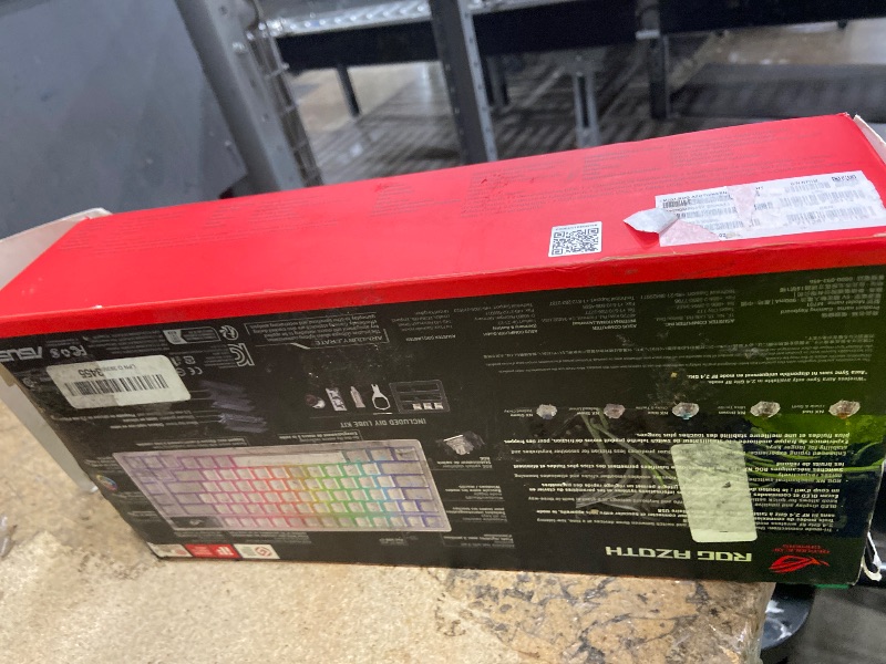 Photo 1 of ***MISSING DONGLE*** ASUS ROG Azoth Wireless Mechanical Gaming Keyboard – 75% TKL, Tri-Mode Connectivity, Hot Swappable Pre-lubed ROG NX Brown Switches, PBT Keycaps, RGB, OLED Display, PC/Mac Support - White