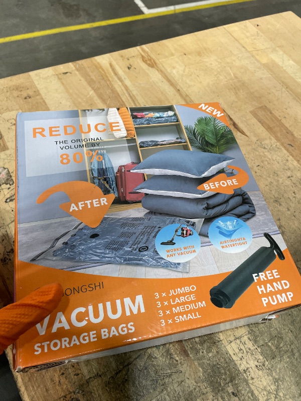 Photo 1 of **FACTORY SEALED** GONGSHI Vacuum Storage Bags, Space Saver Bags for Clothing,Blankets,Comforters, Pillows, Clothes,Travel,12 Combo