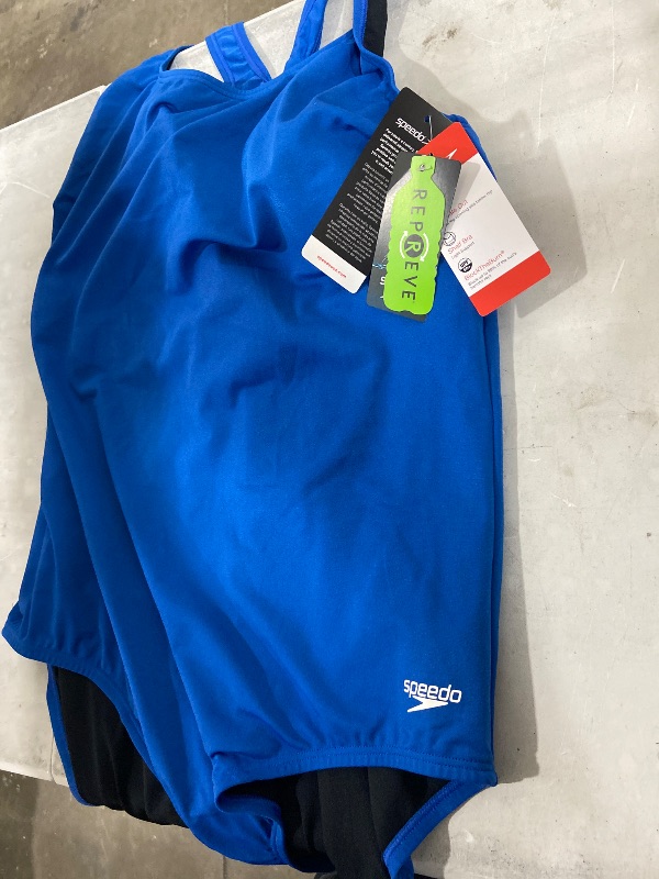 Photo 1 of  Speedo Women's One-Piece Swimsuit in a solid blue color. Specifically, the tags and visual style indicate it is a ProLT Super Pro or an Eco Endurance