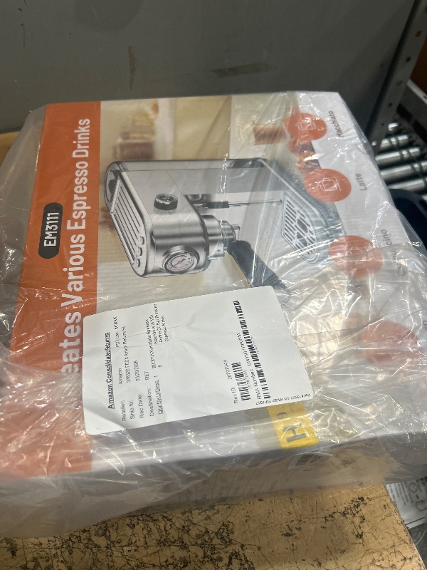 Photo 1 of *** TESTED POWERS ON ***atatix Espresso Machine with Milk Frother, 20 Bar Pressure Espresso Maker, with 44OZ Removable Tank, Compact Stainless Steel Coffee Machine for Home, Office, Latte, Cappuccino, Macchiato, Silver