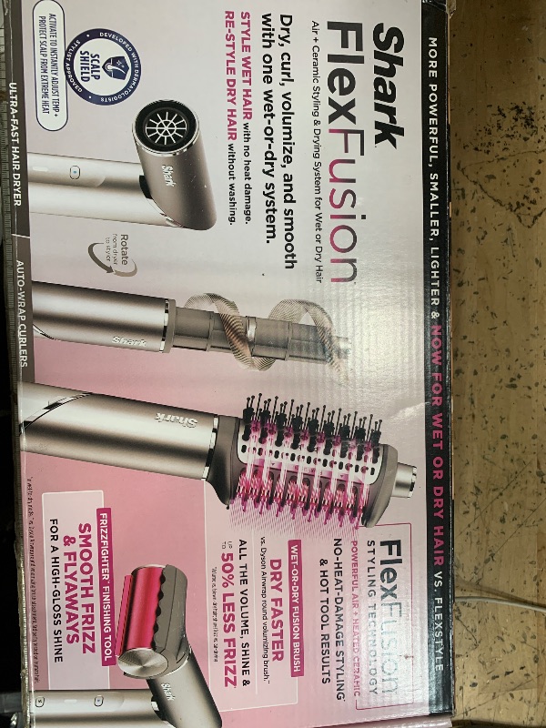 View 2 of //////////////////////Shark FlexFusion Hair Dryer with Fusion Hair Brush, Ceramic Air Styler with Auto-Wrap Hair Curlers & Concentrator, Ceramic Plates, Metallic Mist HD641