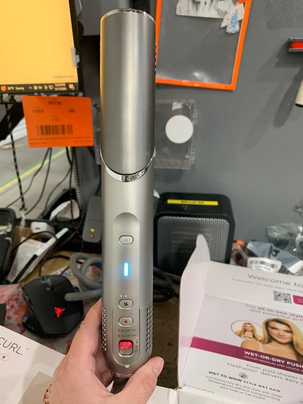 View 4 of //////////////////////Shark FlexFusion Hair Dryer with Fusion Hair Brush, Ceramic Air Styler with Auto-Wrap Hair Curlers & Concentrator, Ceramic Plates, Metallic Mist HD641