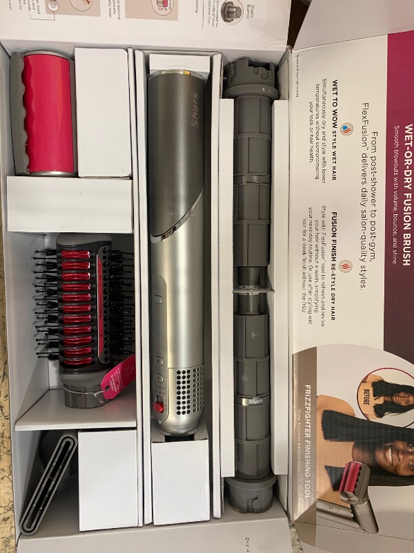 View 3 of //////////////////////Shark FlexFusion Hair Dryer with Fusion Hair Brush, Ceramic Air Styler with Auto-Wrap Hair Curlers & Concentrator, Ceramic Plates, Metallic Mist HD641