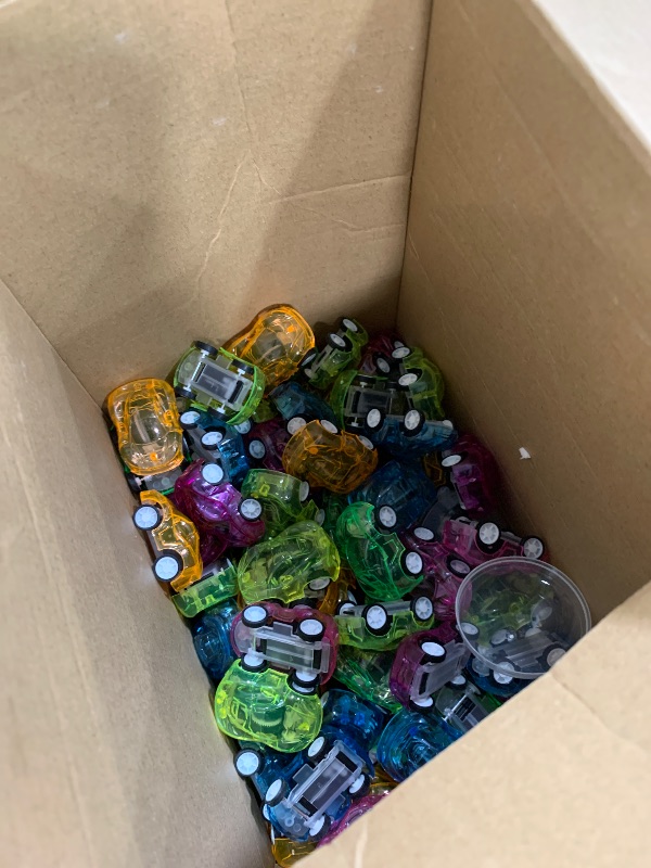 Photo 1 of (missing about half) Jerify 100 Sets Gumball Capsules Toy 2 Inches Contain Filled Pull Back Cars Prefilled Diecast Cars Capsules Vending Machine Party Favors Classroom Prizes for Basket Stuffers Easter