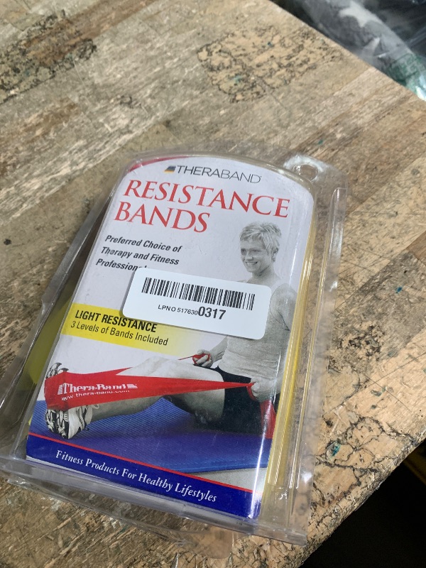 Photo 1 of ***MISSING PARTS***
THERABAND Resistance Bands Set, Beginner Kit, Yellow, Red, Green, Latex Elastic Bands for Exercise & Physical Therapy, Strength Training Bands for Upper & Lower Body Fitness