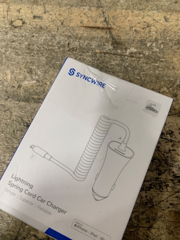 Photo 1 of [Apple MFi Certified] Syncwire iPhone Car Charger 32W Super Fast Car Phone Charger Cigarette Lighter USB Car Adapter with Build-in 5FT Coiled Lightning Cable for Apple iPhone 14/13/12/11/XR/Max, iPad