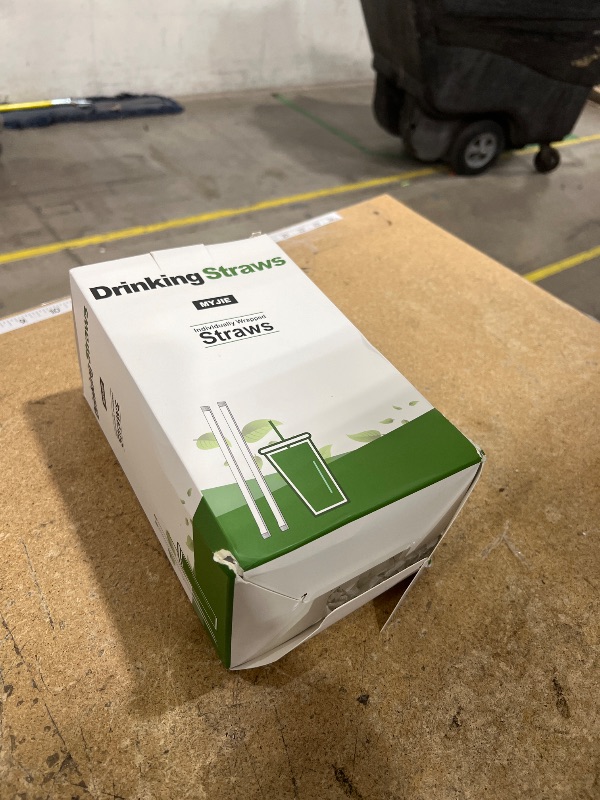 Photo 1 of [300 Pcs] Biodegradable Compostable Individually Wrapped Straws - PLA Disposable Plant Based Black Straws (8.25" LongX0.23" Wide)