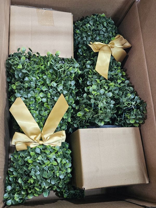 Photo 1 of ***PARTIAL SET - PRICE ADJUSTED***
Yunlly 2 Pcs Artificial Bunny Topiary Tree 24'' UV Resistant Spring Easter Artificial Bunny Shaped Boxwood Topiary Plant with Lights Faux Easter Rabbit Trees for Porch Front Door Indoor Outdoor Decor