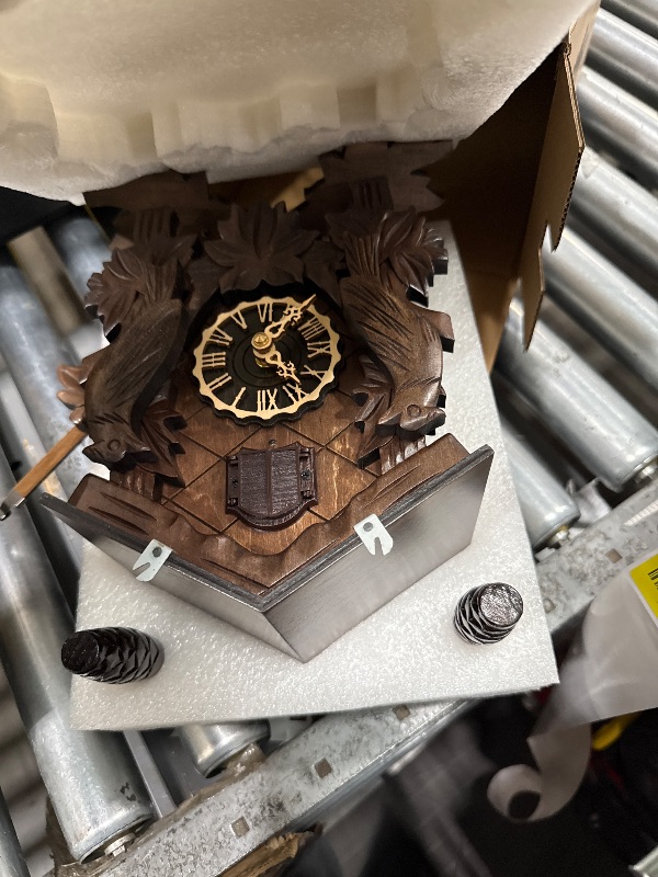 Photo 1 of **no batteries included**Kintrot Cuckoo Clock, Traditional Black Forest Handcrafted Wooden Quartz Clock for Wall Antique Decroration with Maple Leaf Pendulum, 12 Melodies, Night Sensor and Singing Bird