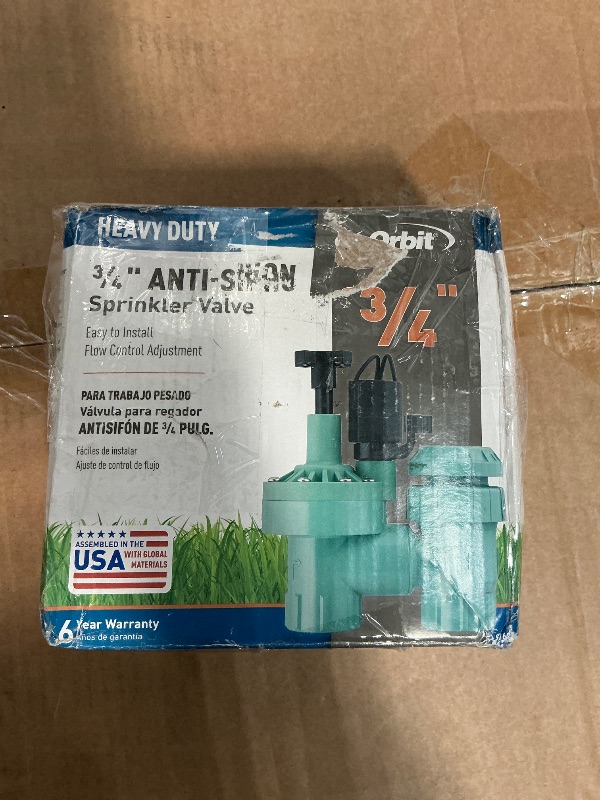 Photo 1 of 1-Pack Orbit 57623 3/4" FPT 100 Series Anti-Siphon Automatic Sprinkler Valve with Flow Control