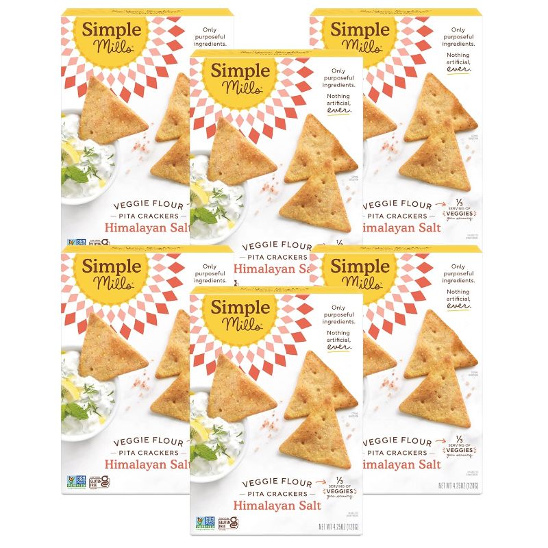 Photo 1 of
Simple Mills Veggie Pita Crackers, Himalayan Salt - Gluten Free, Vegan, Healthy Snacks, Paleo Friendly, 4.25 Ounce (Pack of 6)
