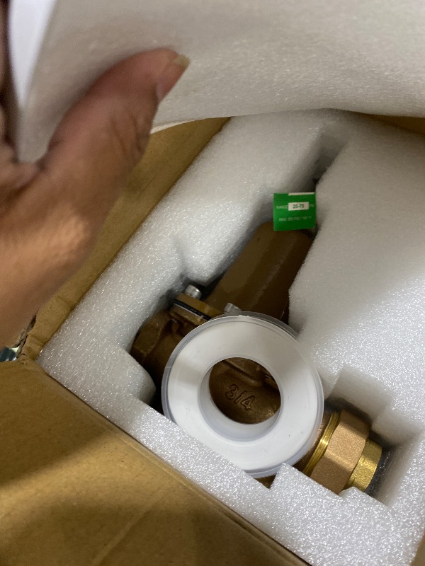 Photo 1 of LF25AUB-Z3 Pressure Reducing Valve, 3/4 Inch Water Pressure Regulator Valve Adjustable 25-75 PSI Factory Preset 50 PSI, NPT Female Union x NPT Female