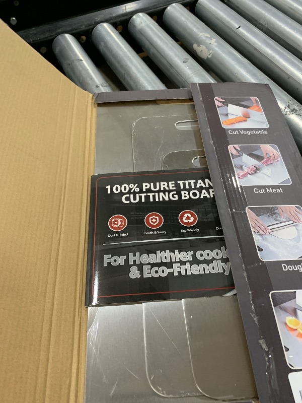 Photo 1 of 100% Pure Titanium Cutting Board Set of 3, Titanium Cutting Boards for Kitchen,Double-Sided Chopping Boards for Raw & Cooked Food, Non-Toxic, Handles Included, Dishwasher Safe(M+L+XL)