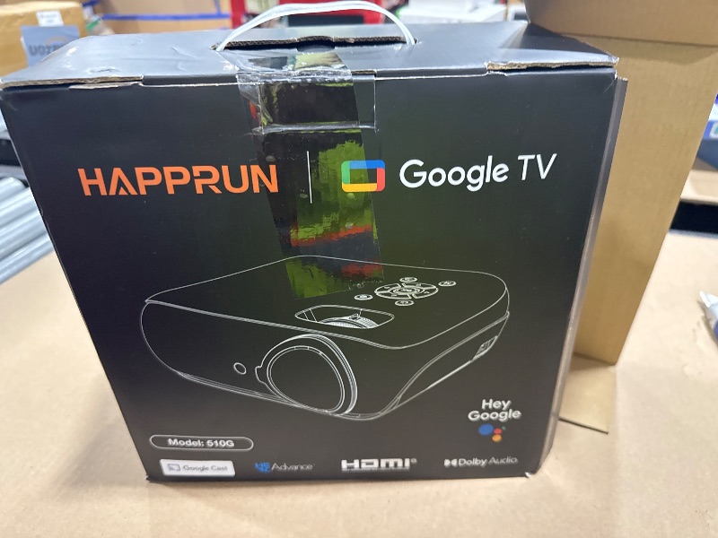 Photo 1 of HAPPRUN Native 1080P Projector, Bluetooth Home Theater Movie Projector with Built-in Speaker, Compatible with Smartphone, HDMI, Fire Stick, PS5, Indoor & Outdoor Use -With Google TV System