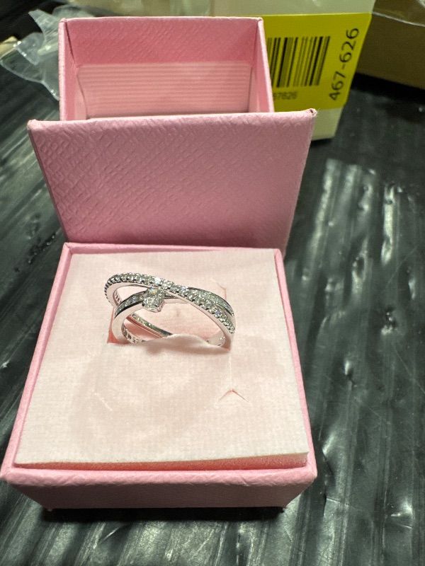 Photo 1 of Swarovski Hyperbola Ring, Mixed Cuts, Clear, Rhodium Finished; Size: Us 7; Eu 55