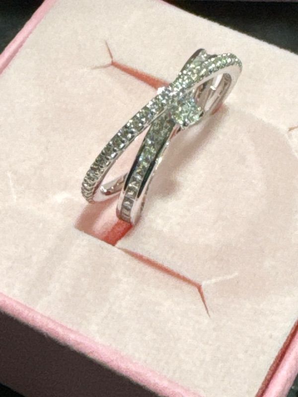 Photo 1 of Swarovski Hyperbola Ring, Mixed Cuts, Clear, Rhodium Finished; Size: Us 7; Eu 55