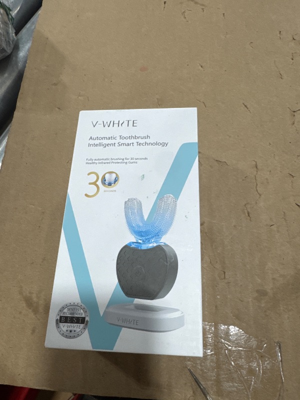 Photo 1 of V-WHITE Adults Auto Brush Ultrasonic U-Shaped Toothbrush – 360° Teeth Cleaning, Hands-Free Electric Autobrush – Gum Protection, Waterproof IPX7, Wireless Charging