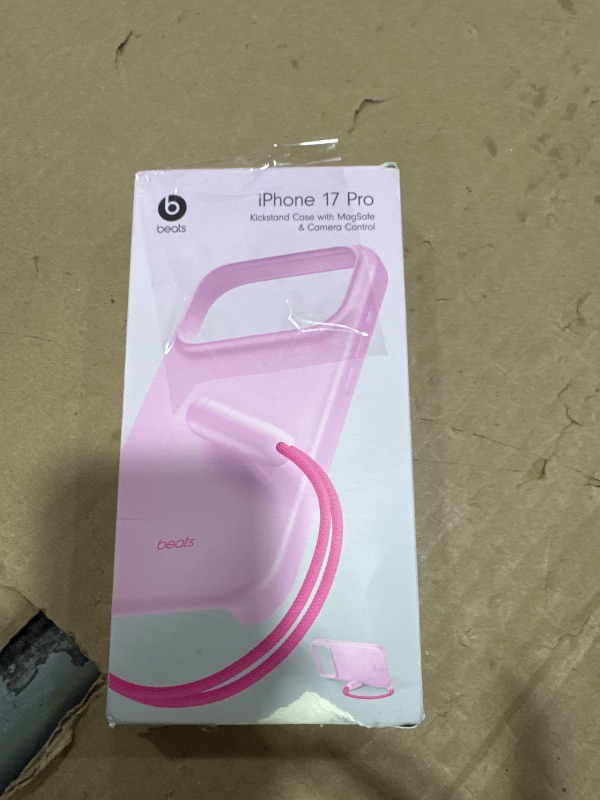 Photo 1 of Beats iPhone 17 Pro Kickstand Case with MagSafe & Camera Control, Built in Stand & Lanyard, Matte Finish with Microfiber Lining – Pebble Pink