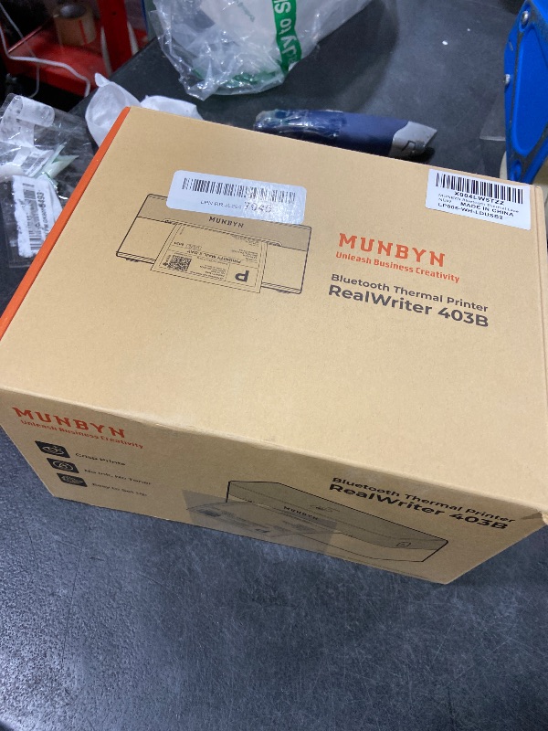 Photo 1 of MUNBYN Bluetooth Thermal Label Printer RW403B, Wireless 4x6 Shipping Label Printer for Small Business, Compatible with Android, iPhone, Windows, Mac, Chromebook, Print Width 1.57"-4.25" (Grey)