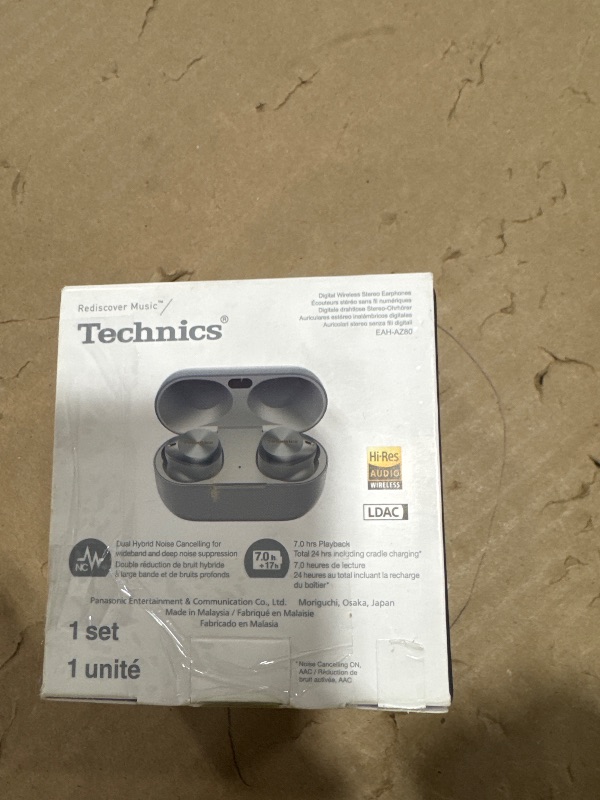 Photo 1 of Technics Premium Hi-Fi True Wireless Bluetooth Earbuds with Advanced Noise Cancelling, 3 Device Multipoint Connectivity, Wireless Charging, Hi-Res Audio + Enhanced Calling - EAH-AZ80-S (Silver)