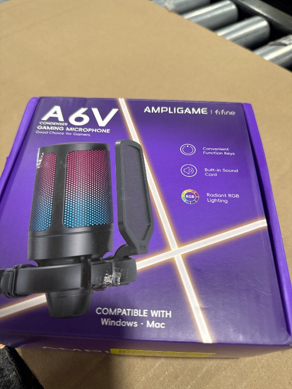 Photo 1 of FIFINE Gaming Streaming USB PC Microphone for Mac OS/Windows, AmpliGame Condenser Cardioid Mic with RGB for Video Vocal Recording Twitch Discord, Gamer Computer Mic-Blue