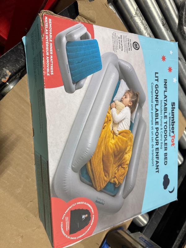 Photo 1 of SlumberPod SlumberTot Inflatable Toddler Travel Bed - Portable Kids Air Mattress with Safety Bumpers - Perfectly Sized Ideal for Travel or Home Use - Includes Electric Pump