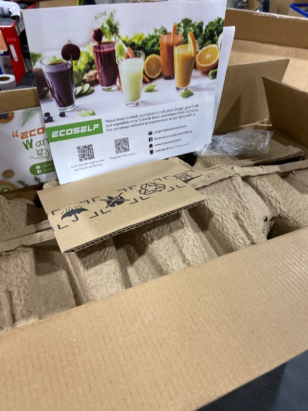 Photo 1 of ECOSELF 3-in-1 Cold Press Juicer with 3 Filters for Juice, Nut Milk & Sorbet, 6.0" Extra Large Feed Chute, Masticating Juicer Machines For Whole Fruits & Vegetables, Quiet Motor (With Pusher)