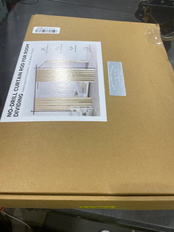 View 3 of JILRON No-Drill Room Separator Set: Includes 106" W x 84" L Grey Curtain & Adjustable Pole Brackets (35-100" W x 43-120" H Adjustable Range)