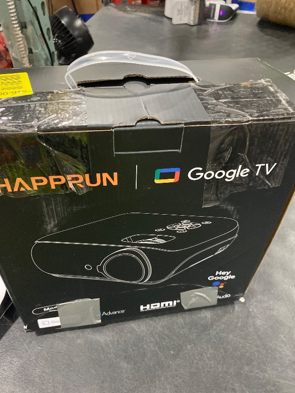 Photo 1 of HAPPRUN Native 1080P Projector, Bluetooth Home Theater Movie Projector with Built-in Speaker, Compatible with Smartphone, HDMI, Fire Stick, PS5, Indoor & Outdoor Use -With Google TV System