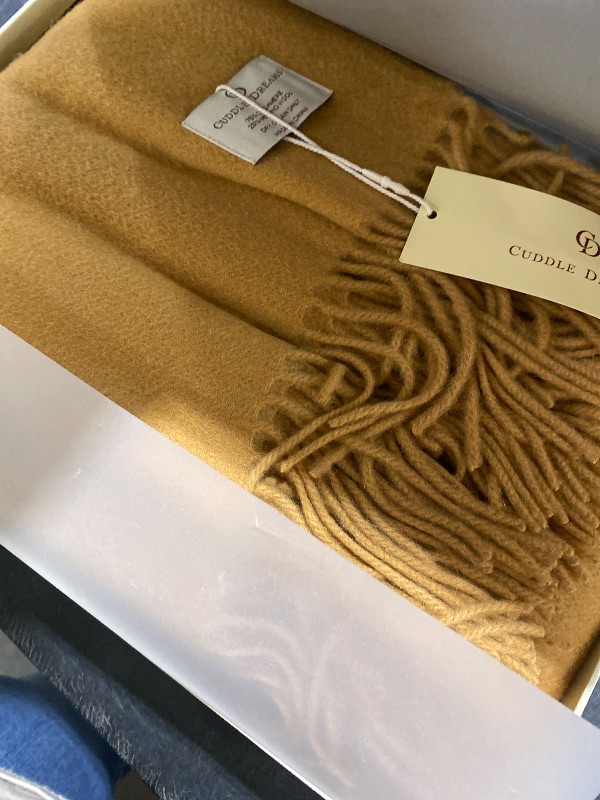 Photo 1 of CUDDLE DREAMS Premium Cashmere Throw Blanket with Fringe, Luxuriously Soft (Camel)