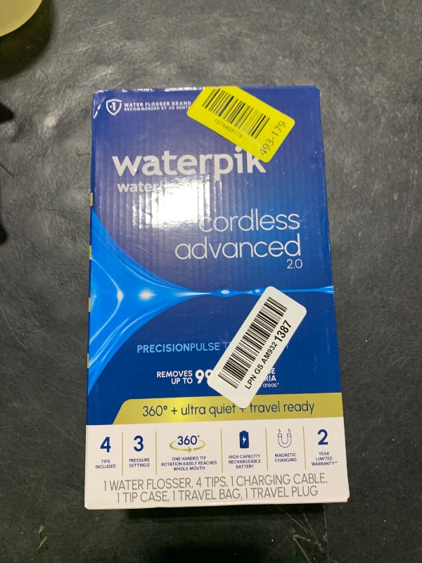 Photo 1 of Waterpik Cordless Advanced 2.0 Water Flosser For Teeth, Gums, Braces, Dental Care With Travel Bag and 4 Tips, ADA Accepted, Rechargeable, Portable, and Waterproof, Blue WP-583, Packaging May Vary