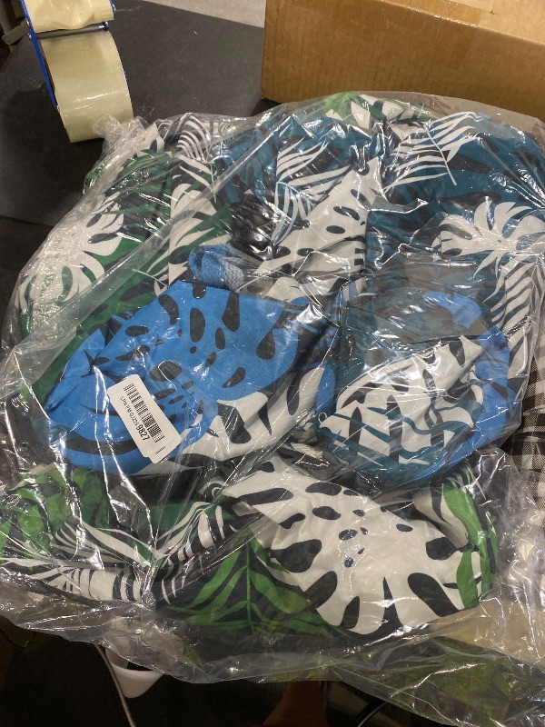 Photo 1 of Sloosh Pool Floats Adult, 2 Packs Inflatable Pool Lounge Chairs,Blow up Hammock Pool Noodles Floats for Adults,Floating Water Chair for Pool Party Lake River Water Fun(Tropical Leaves-Green,Blue)