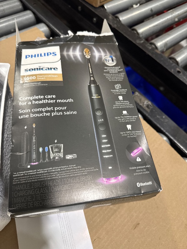 Photo 1 of Philips Sonicare DiamondClean Smart 9500 Electric Toothbrush - Sonic Toothbrush with App, Pressure Sensor, 15 Brushing Settings, Replacement Reminder, USB Charging Travel Case, Black, Model HX9923/11
