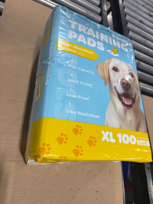 Photo 1 of Powools 100-Pack X-Large Puppy Pads - 34'' x 28'' Pee Pads for Dogs Potty Training with Leak-Proof Quick-Dry Design, 6-Layer Wee Wee Pads for Dogs, Blue