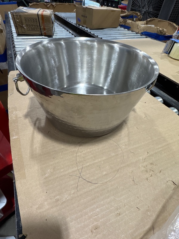 Photo 1 of BREKX Hammered Stainless-Steel Beverage Tub, Double-Walled Insulated Anchored Drink Tub & Ice Bucket with Double Hinged Handles, Drink Chiller for Parties, 12 Quarts