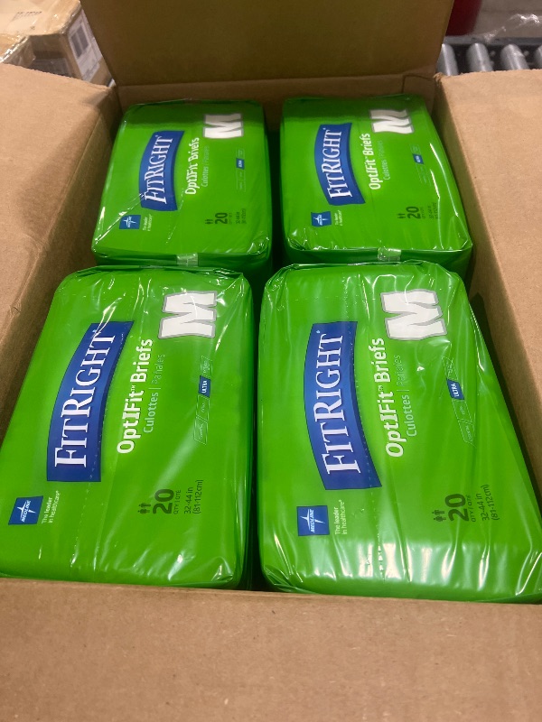 Photo 1 of FitRight Ultra Heavy Absorbency Adult Diapers for Men & Women, Waist Size: Medium 32-44 inches, OptiFit Incontinence Disposable Briefs with Leak Protection for Seniors, 80 Count
