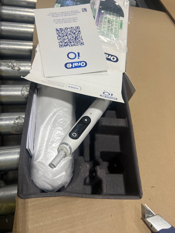 Photo 1 of Oral-B iO Series 8 Electric Toothbrush with 2 Replacement Brush Heads and Travel Case, Rechargeable Toothbrush, Whitealabaster